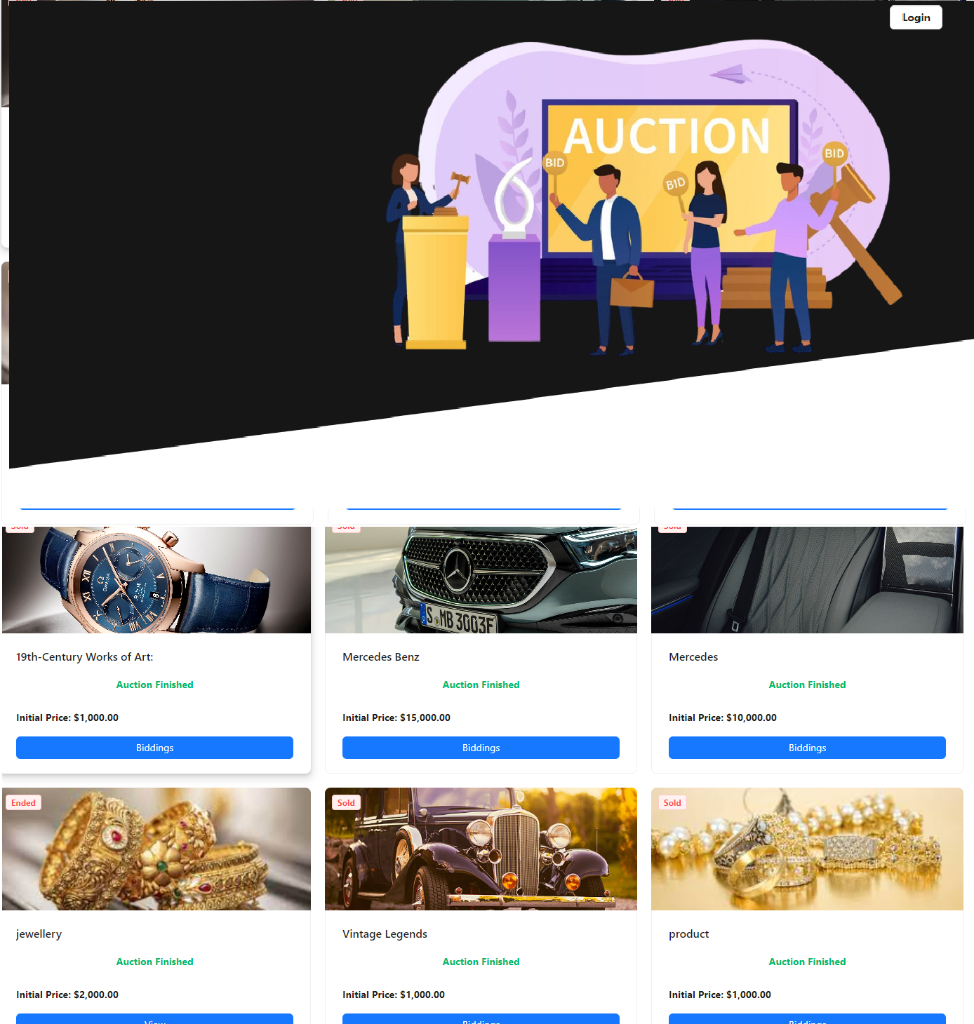 Real Time Auction System Website
